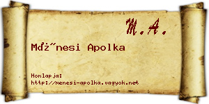 Ménesi Apolka névjegykártya